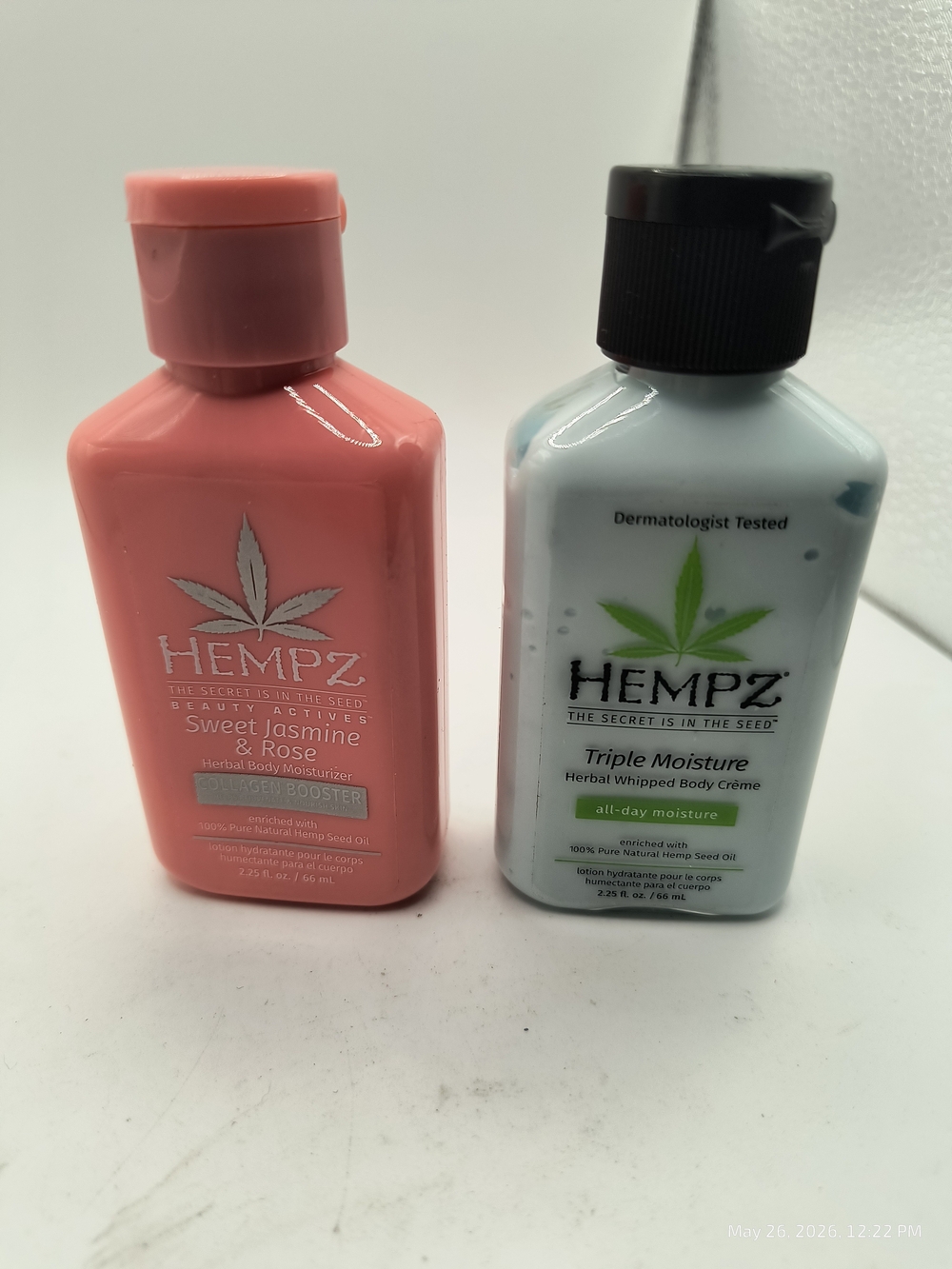 HEMPZ Sweet Jasmine & Rose Collagen Booster Herbal Body Moisturizer 2.25oz Trvl